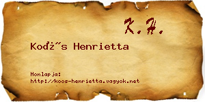 Koós Henrietta névjegykártya